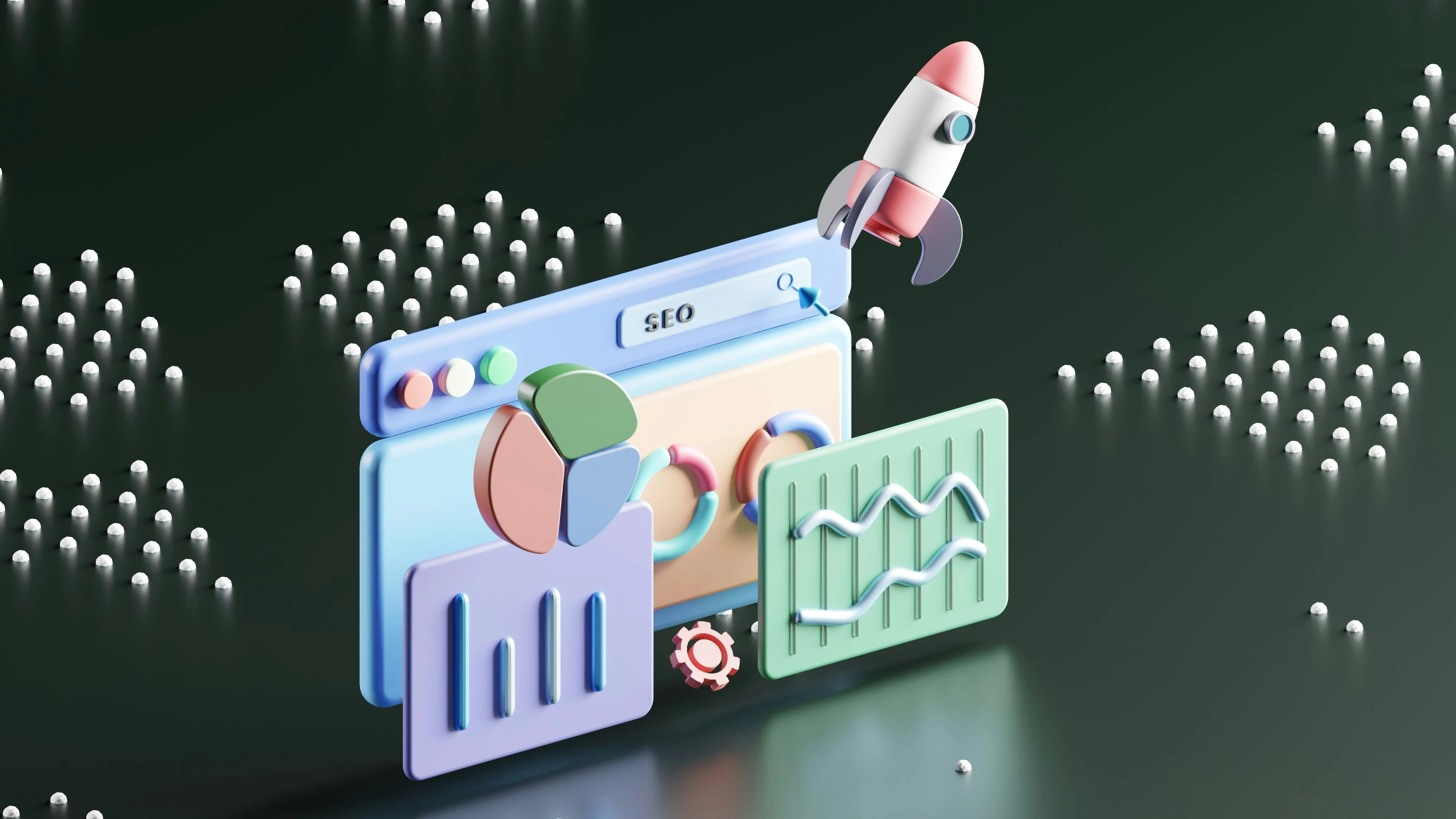 Illustration representing AI SEO tools and search optimization